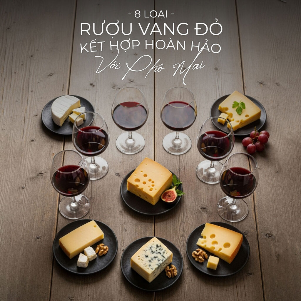 8 loại rượu vang đỏ kết hợp hoàn hảo với phô mai
