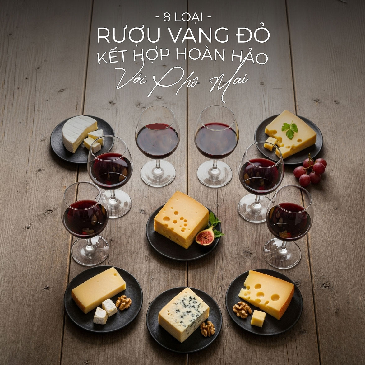 8 loại rượu vang đỏ kết hợp hoàn hảo với phô mai